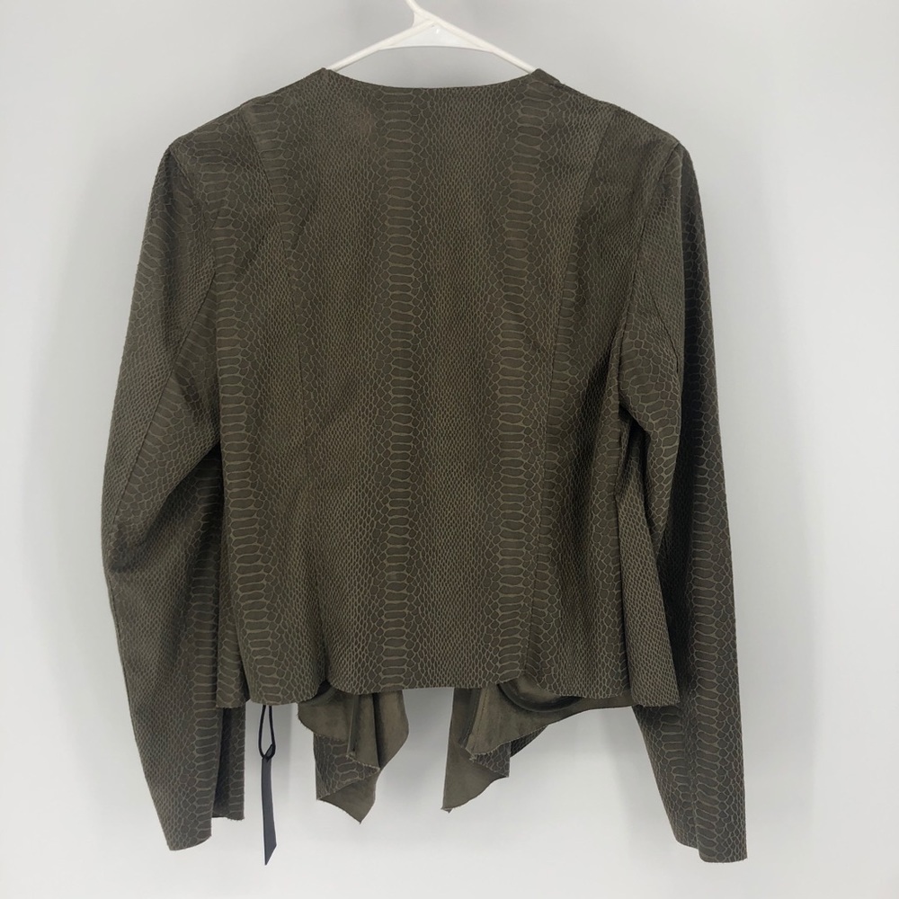 BLANK NYC NEW Draped Olive Green Snake Jacket Cardigan - Picture 2 of 6
